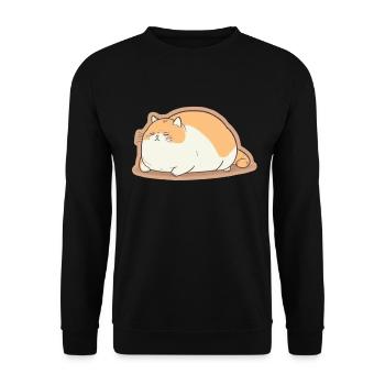 Dicke Katze Kätzchen Süßer Kater Schlafen Müde - Unisex Pullover - Schwarz - Vorne - Alina (178cm) & Michal (187cm)