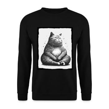 Kuschelige Katze Yoga Meditation Meditieren Grunge - Unisex Pullover - Schwarz - Vorne - Alina (178cm) & Michal (187cm)