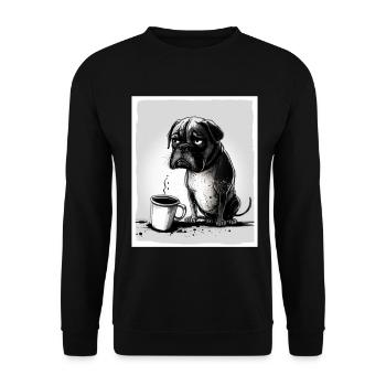 Dog Bulldog Coffee Cup Morning Grouch Cocoa Pug - Unisex Sweatshirt - black - Front - Alina (178cm) & Michal (187cm)