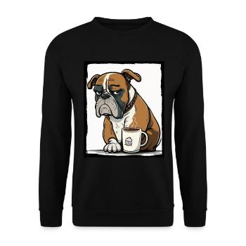 Dog Bulldog Coffee Cup Morning Grouch Cocoa Pug - Unisex Sweatshirt - black - Front - Alina (178cm) & Michal (187cm)