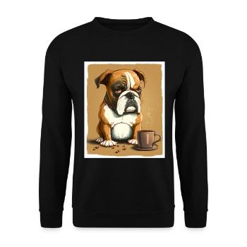 Dog Bulldog Coffee Cup Morning Grouch Cocoa Pug - Unisex Sweatshirt - black - Front - Alina (178cm) & Michal (187cm)