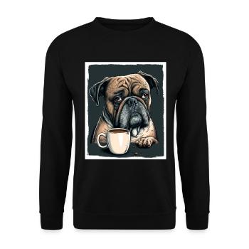Dog Bulldog Coffee Cup Morning Grouch Cocoa Pug - Unisex Sweatshirt - black - Front - Alina (178cm) & Michal (187cm)