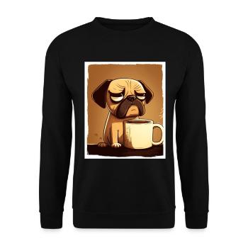 Dog Bulldog Coffee Cup Morning Grouch Cocoa Pug - Unisex Sweatshirt - black - Front - Alina (178cm) & Michal (187cm)