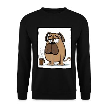 Dog Bulldog Coffee Cup Morning Grouch Cocoa Pug - Unisex Sweatshirt - black - Front - Alina (178cm) & Michal (187cm)