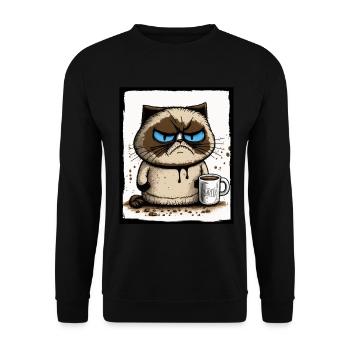 Cat Kitten Coffee Cup Morning Grouch Cocoa - Unisex Sweatshirt - black - Front - Alina (178cm) & Michal (187cm)