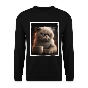 Cat Kitten Coffee Cup Morning Grouch Cocoa - Unisex Sweatshirt - black - Front - Alina (178cm) & Michal (187cm)
