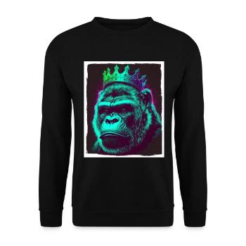 Affe Gorilla König Chef Grunge Illustration - Unisex Pullover - Schwarz - Vorne - Alina (178cm) & Michal (187cm)