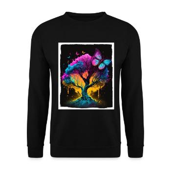 Arbres Papillons Abstrait Nature Forêt Grunge - Sweat-shirt Unisexe - noir - Devant - Alina (178cm) & Michal (187cm)