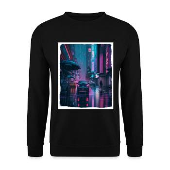 Vaporwave Aestethic Retro Japon Neon Emo Anime - Sweat-shirt Unisexe - noir - Devant - Alina (178cm) & Michal (187cm)