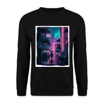 Vaporwave Aestethic Retro Japon Neon Emo Anime - Sweat-shirt Unisexe - noir - Devant - Alina (178cm) & Michal (187cm)