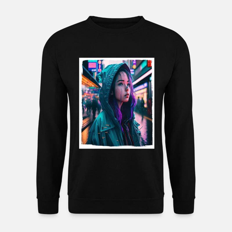 Vaporwave Aestethic Retro Japan Neon Emo Anime - Unisex Pullover - Schwarz