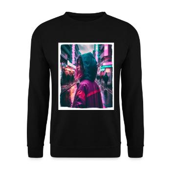 Vaporwave Aestethic Retro Japon Neon Emo Anime - Sweat-shirt Unisexe - noir - Devant - Alina (178cm) & Michal (187cm)