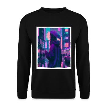 Vaporwave Aestethic Retro Japon Neon Emo Anime - Sweat-shirt Unisexe - noir - Devant - Alina (178cm) & Michal (187cm)