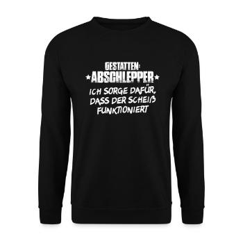 Abschlepper Abschleppdienst Tow Truck Driver - Unisex Pullover - Schwarz - Vorne - Alina (178cm) & Michal (187cm)