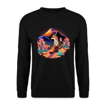 Fox Japan Cherry Blossom Flower Japanese Retro - Unisex Sweatshirt - black - Front - Alina (178cm) & Michal (187cm)