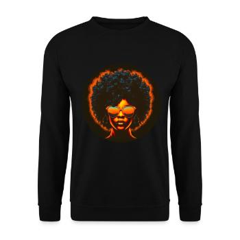 Afro Hair Retro Africa Queen Sunglasses Neon - Unisex Sweatshirt - black - Front - Alina (178cm) & Michal (187cm)