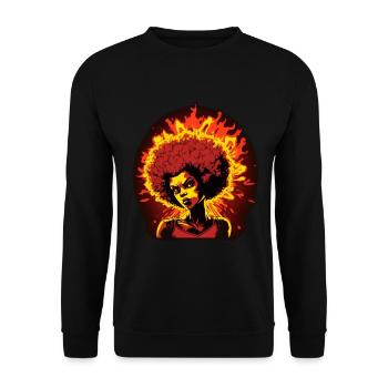 Afro Hair Retro Africa Queen Sunglasses Neon - Unisex Sweatshirt - black - Front - Alina (178cm) & Michal (187cm)