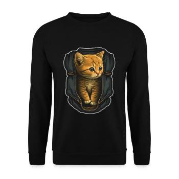 Cute Grey Cat Kitten Jeans Jacket Bag - Unisex Sweatshirt - black - Front - Alina (178cm) & Michal (187cm)