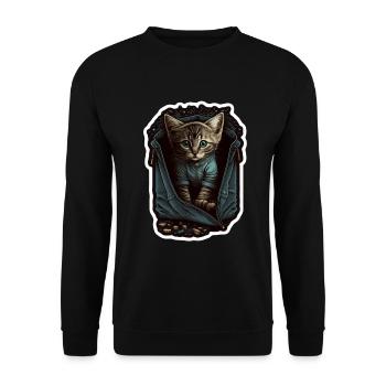 Cute Grey Cat Kitten Jeans Jacket Bag - Unisex Sweatshirt - black - Front - Alina (178cm) & Michal (187cm)