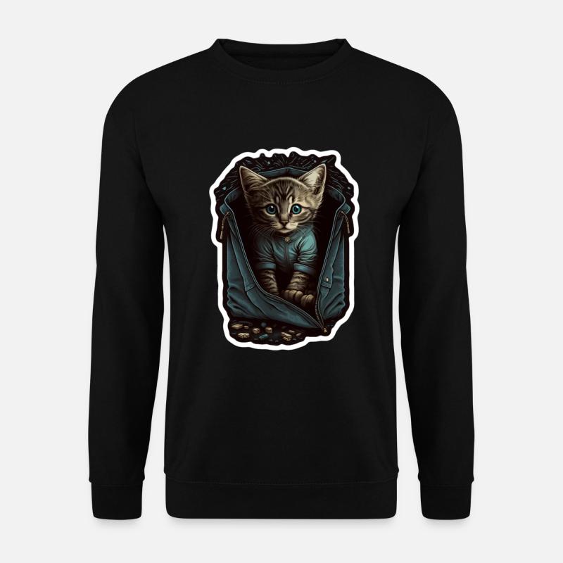 Mignon Grey Cat Kitten Jeans Jacket Bag - Sweat-shirt Unisexe - noir