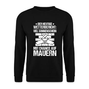 Maurer Maurermeister Mauerwerk Bricklayer Mason - Unisex Pullover - Schwarz - Vorne - Alina (178cm) & Michal (187cm)