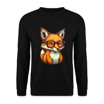 Cute fox with reading glasses Reading fox book lover - Unisex Sweatshirt - black - Front - Alina (178cm) & Michal (187cm)