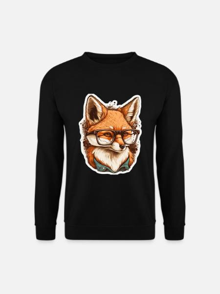 Süßer Fuchs mit Lesebrille Lesefuchs Buchliebhaber - Unisex Pullover - Schwarz