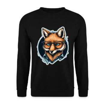 Cute fox with reading glasses Reading fox book lover - Unisex Sweatshirt - black - Front - Alina (178cm) & Michal (187cm)
