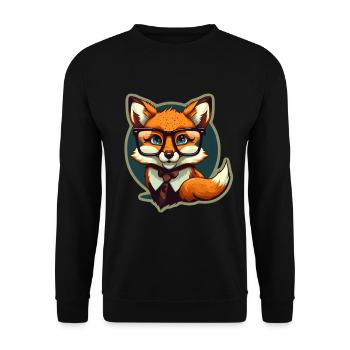 Cute fox with reading glasses Reading fox book lover - Unisex Sweatshirt - black - Front - Alina (178cm) & Michal (187cm)