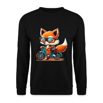 Süßer Fuchs mit Brille Fahrrad Bike Moped Roller - Unisex Pullover - Schwarz - Vorne - Alina (178cm) & Michal (187cm)