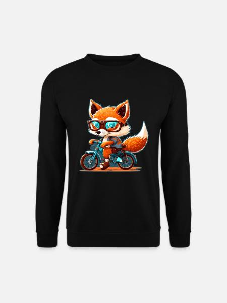 Süßer Fuchs mit Brille Fahrrad Bike Moped Roller - Unisex Pullover - Schwarz