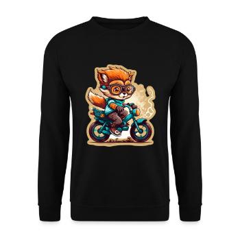 Süßer Fuchs mit Brille Fahrrad Bike Moped Roller - Unisex Pullover - Schwarz - Vorne - Alina (178cm) & Michal (187cm)