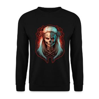 Evil Old Woman Horror Skeleton Demon Bikerin - Unisex Sweatshirt - black - Front - Alina (178cm) & Michal (187cm)