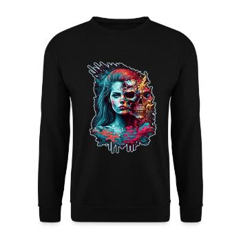 Evil Old Woman Horror Skeleton Demon Bikerin - Unisex Sweatshirt - black - Front - Alina (178cm) & Michal (187cm)