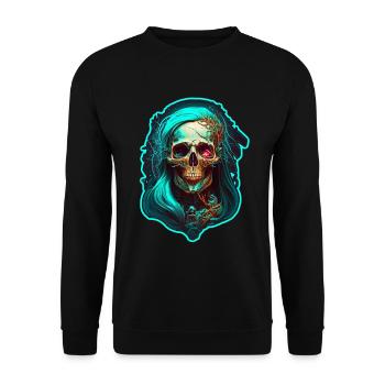 Evil Old Woman Horror Skeleton Demon Bikerin - Unisex Sweatshirt - black - Front - Alina (178cm) & Michal (187cm)