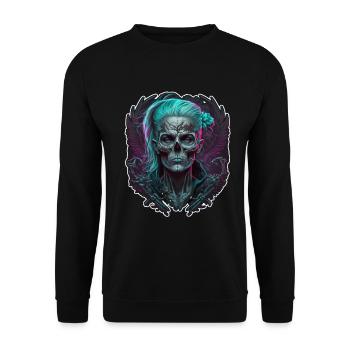 Evil Old Woman Horror Skeleton Demon Bikerin - Unisex Sweatshirt - black - Front - Alina (178cm) & Michal (187cm)