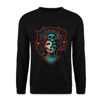 Evil Old Woman Horror Skeleton Demon Bikerin - Unisex Sweatshirt - black - Front - Alina (178cm) & Michal (187cm)