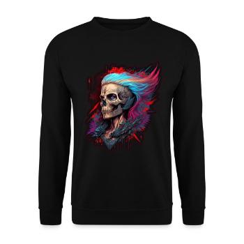 Evil Old Woman Horror Skeleton Demon Bikerin - Unisex Sweatshirt - black - Front - Alina (178cm) & Michal (187cm)