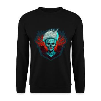 Evil Old Woman Horror Skeleton Demon Bikerin - Unisex Sweatshirt - black - Front - Alina (178cm) & Michal (187cm)