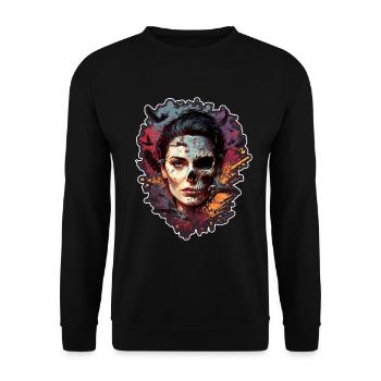 Evil Old Woman Horror Skeleton Demon Bikerin - Unisex Sweatshirt - black - Front - Alina (178cm) & Michal (187cm)