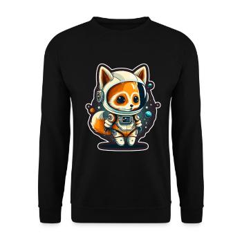 Mignon Fox Space Astronaute Planète Espace - Sweat-shirt Unisexe - noir - Devant - Alina (178cm) & Michal (187cm)