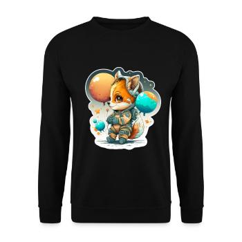 Mignon Fox Space Astronaute Planète Espace - Sweat-shirt Unisexe - noir - Devant - Alina (178cm) & Michal (187cm)
