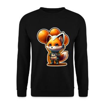 Mignon Fox Space Astronaute Planète Espace - Sweat-shirt Unisexe - noir - Devant - Alina (178cm) & Michal (187cm)