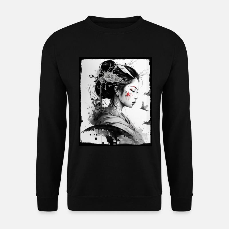 Japan Kirschblüte Blumen Japanisch Geisha Neon - Unisex Pullover - Schwarz
