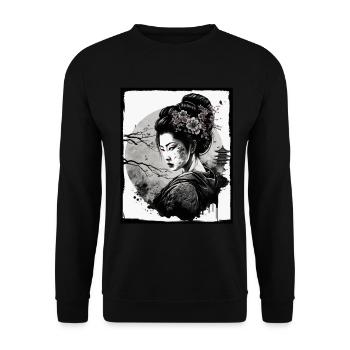 Fleurs de cerisier du Japon Geisha Neon - Sweat-shirt Unisexe - noir - Devant - Alina (178cm) & Michal (187cm)