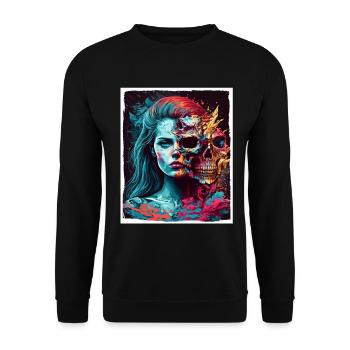 Evil Old Woman Horror Skeleton Demon Bikerin - Unisex Sweatshirt - black - Front - Alina (178cm) & Michal (187cm)