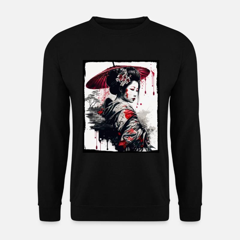 Japan Kirschblüte Blumen Japanisch Geisha Neon - Unisex Pullover - Schwarz
