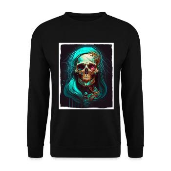 Evil Old Woman Horror Skeleton Demon Bikerin - Unisex Sweatshirt - black - Front - Alina (178cm) & Michal (187cm)