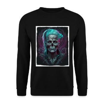 Evil Old Woman Horror Skeleton Demon Bikerin - Unisex Sweatshirt - black - Front - Alina (178cm) & Michal (187cm)