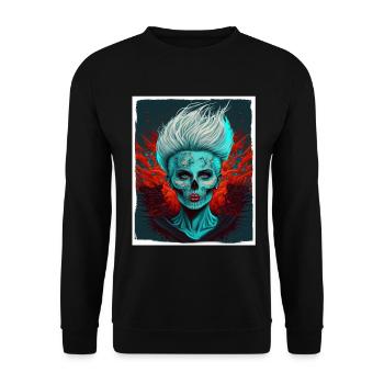 Evil Old Woman Horror Skeleton Demon Bikerin - Unisex Sweatshirt - black - Front - Alina (178cm) & Michal (187cm)